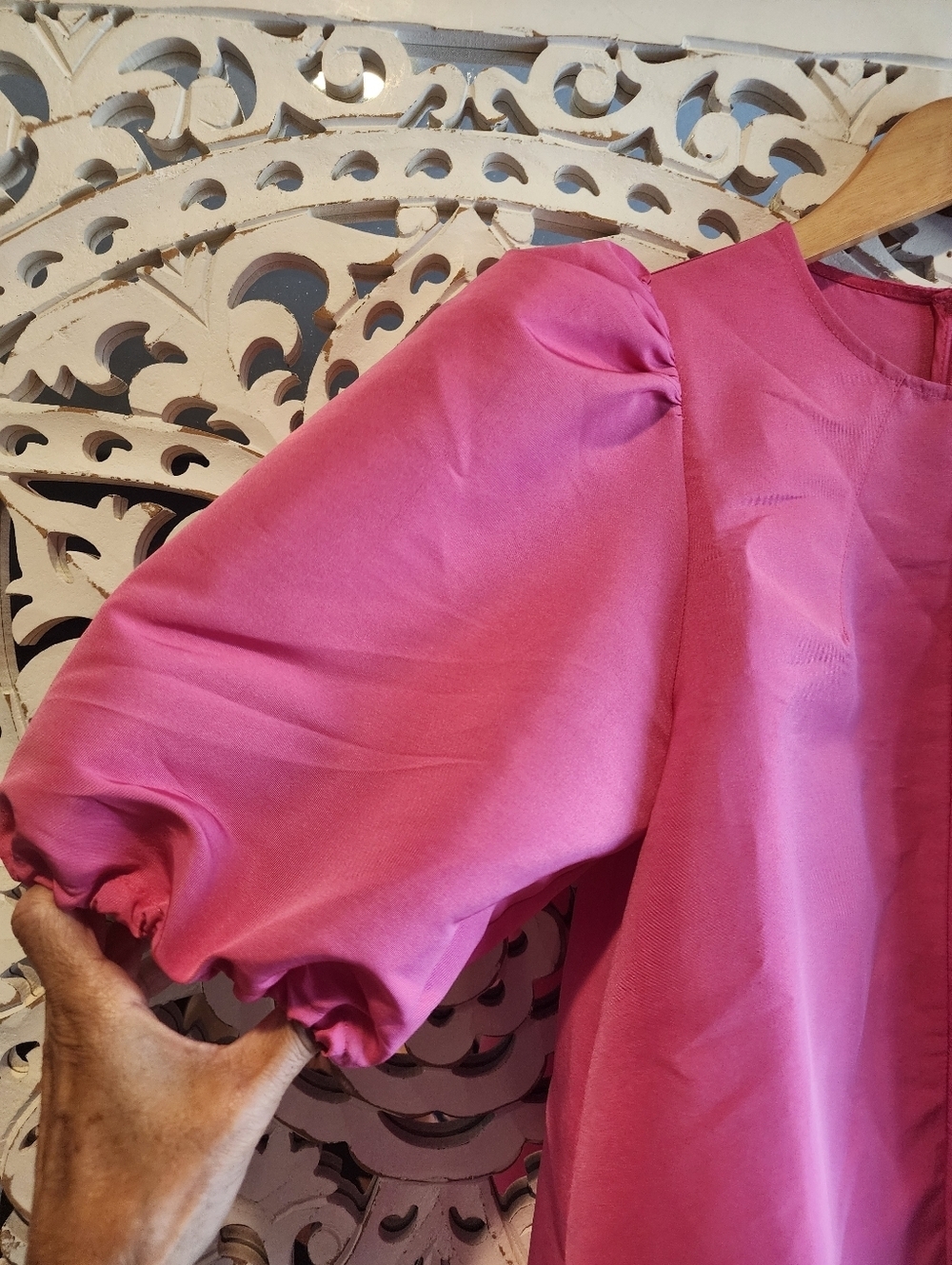 AVN PUFF SLEEVES CREW NECK PINK TOP 38 MADE IN ITALY - Picture 8 of 16